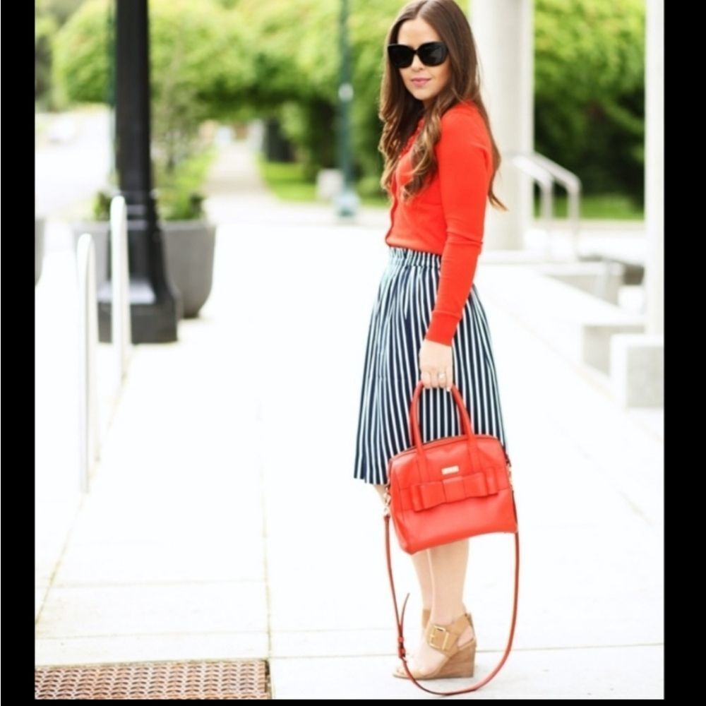 J.Crew Mercantile navy and white striped skirt